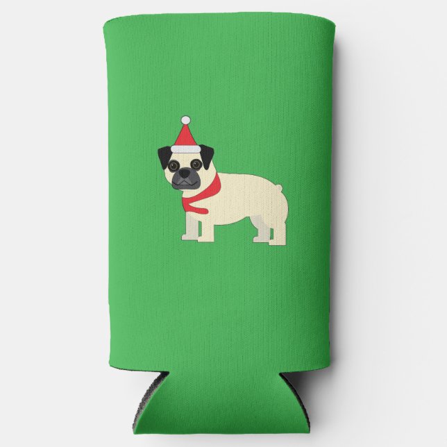 Santa Pug Seltzer Can Cooler (Front)