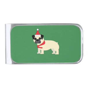 Santa Pug Silver Finish Money Clip