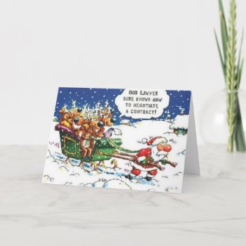 Santa Pulling Reindeer Holiday Card by Unique_Christmas at Zazzle
