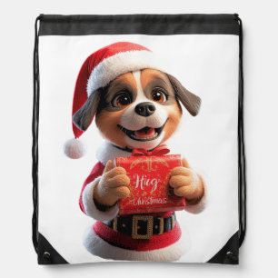 Santa Pup Says: Hug Christmas! 🎅🐾 Drawstring Bag