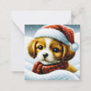 Santa puppy budget mini Christmas Note Card
