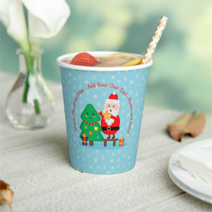 Santa Putting Star Christmas Tree 20xx Add Text Paper Cups