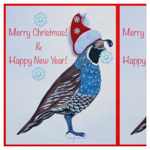 Santa Quail Fabric