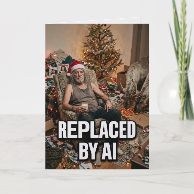 Santa Quits AI Replacement Funny Card (Front)