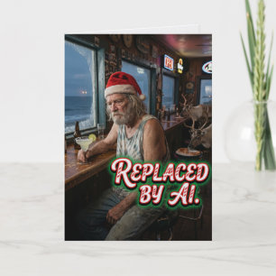 Santa Quits AI Replacement Funny Christmas Bar Card