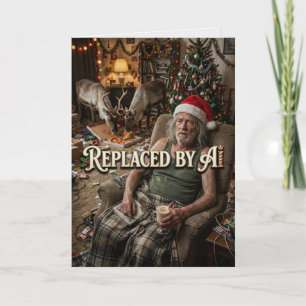 Santa Quits AI Replacement Funny Christmas Card
