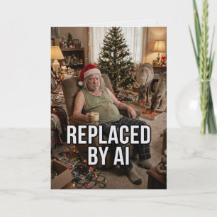 Santa Quits AI Replacement Funny Christmas Card