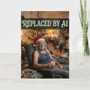 Santa Quits AI Replacement Funny Christmas Card