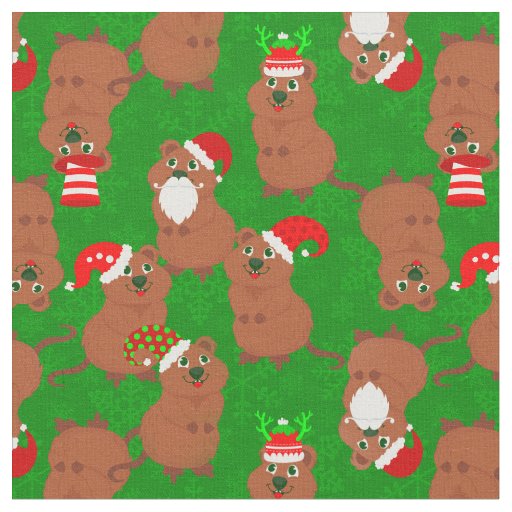 santa quokka australian christmas snowflakes fabric