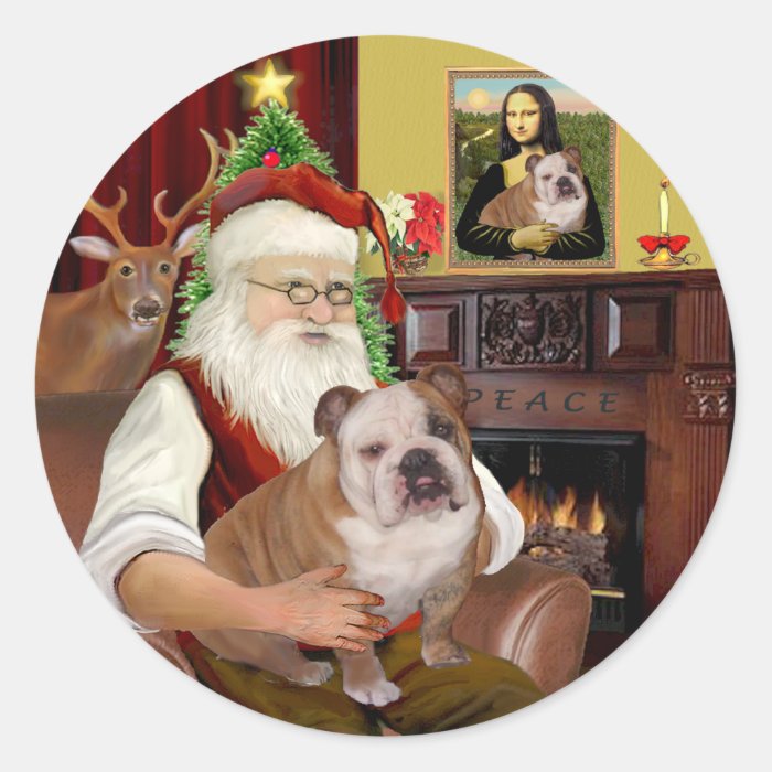 Santa (R)   English Bulldog 1 Stickers