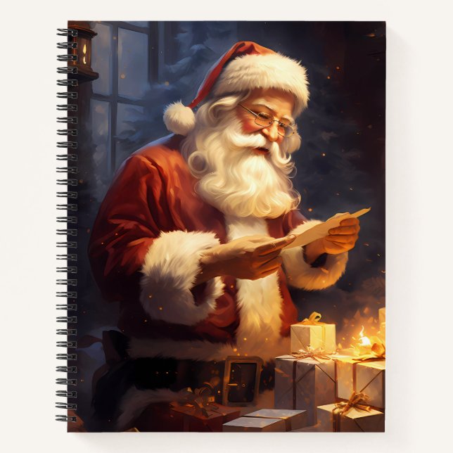 Santa Reading a Letter Notebook (Front)