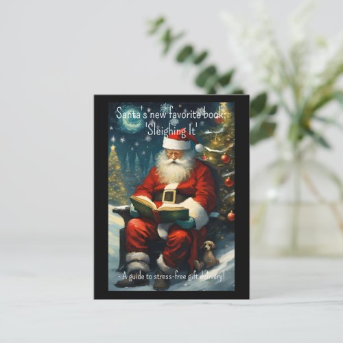 Santa Reading Book Funny Quote Christmas Holiday Postcard