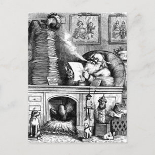 Santa Reading His Mail Holiday Postcard