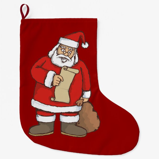 Santa reading large christmas stocking (Front)
