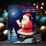 Santa Reading Letter Personalized Retro Christmas Postcard<br><div class="desc">Santa's reading letters under the starry sky with his birdie buddy by his side! It's a magical moment captured on this card. Personalize the enchantment by adding your child's name, creating a unique touch to the festive scene. Perfect to sprinkle joy on your friends, family, or anyone who loves the...</div>