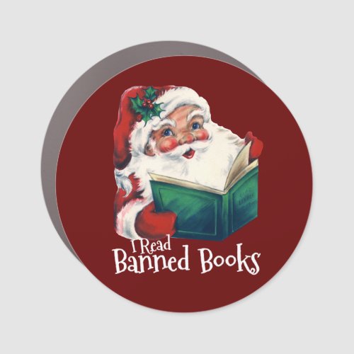 Santa Reads Banned Books Car Magnet