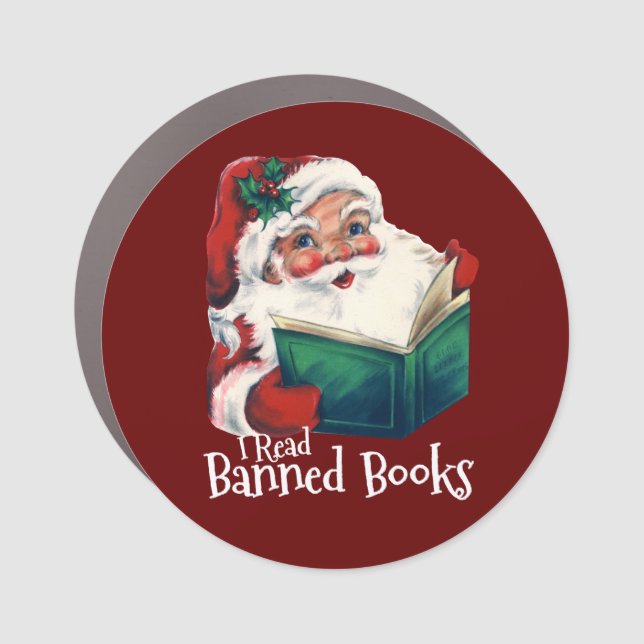 Santa Reads Banned Books Car Magnet (Front)