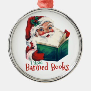 Santa Reads Banned Books Metal Ornament