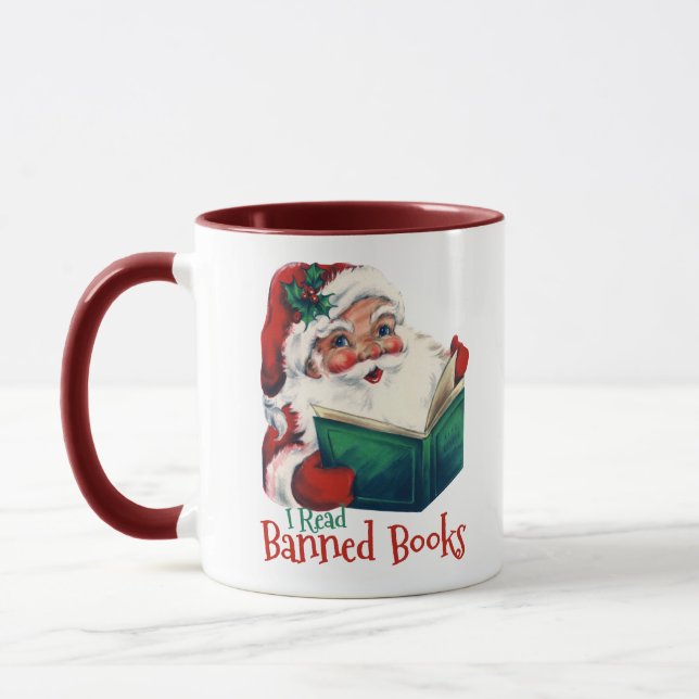 Santa Reads Banned Books Mug (Left)