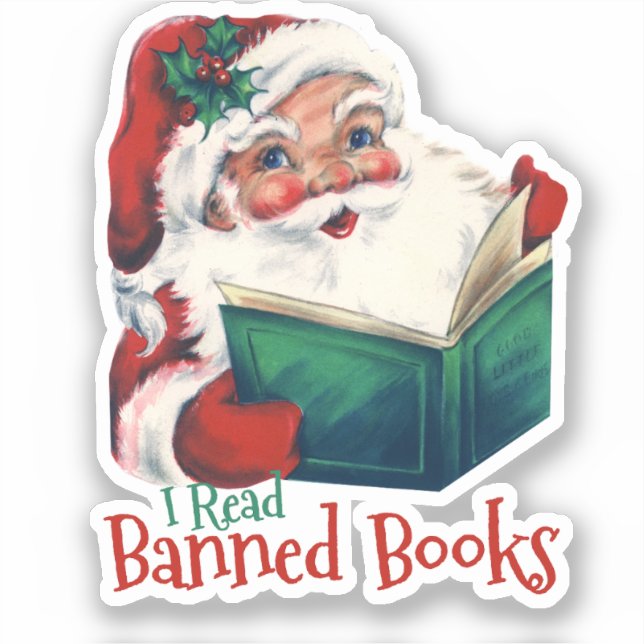 Santa Reads Banned Books Sticker (Front)