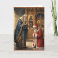 Santa receiving communion in Orthodox church