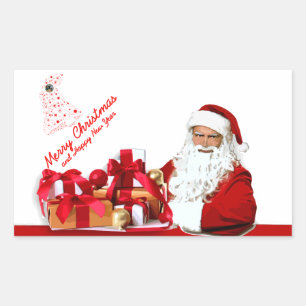 Santa Rectangle Stickers, Glossy Rectangular Sticker