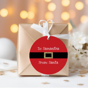 Santa red black gold Christmas gift tags