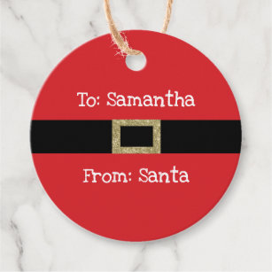 Santa red black gold Christmas gift tags