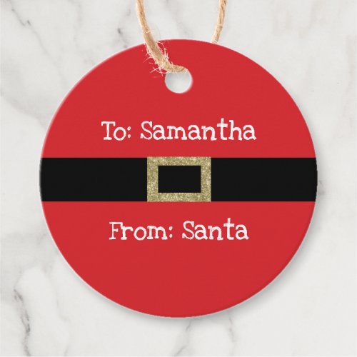 Santa red black gold Christmas gift tags