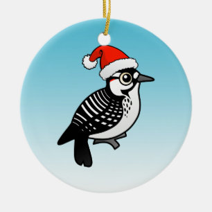 Santa Red-cockaded Woodpecker Christmas Ceramic Ornament