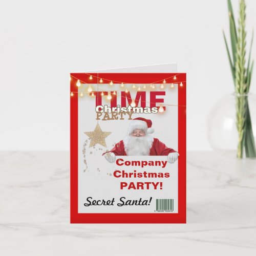 Santa red Company Cristmas party Magazine Invitation