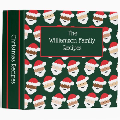 Santa Red Green Family Christmas Recipe Cookbook 3 Ring Binder