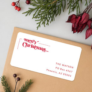 Santa Red Script Merry Christmas Return Address Label