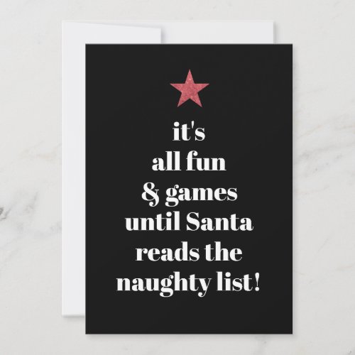 Santa Red Star Modern Tree Font Funny Quote Holiday Card