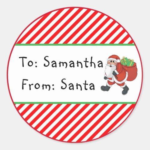 Santa Red White Christmas Gift Tag