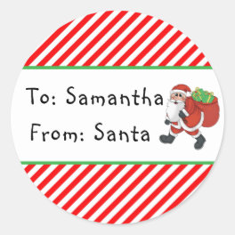Santa Red White Christmas Gift Tag