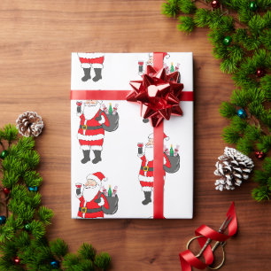 Santa Red Wine Christmas Wine Lover Wrapping Paper
