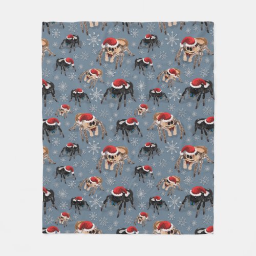 Santa Regal Jumping Spider Phidippus Regius on Ice Fleece Blanket