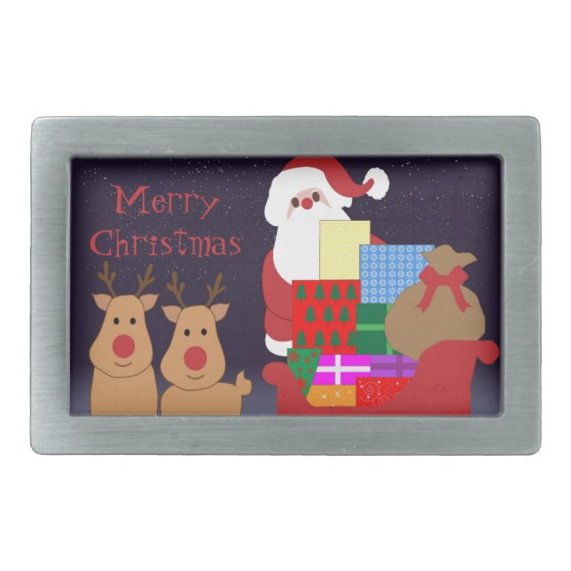 Santa & Reindeer Belt Buckle (Front)