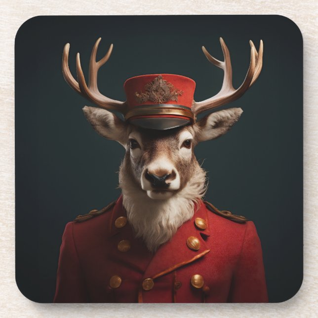 Santa Reindeer Beverage Coaster (Front)