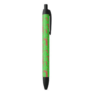 Santa Reindeer Bright Green Red Merry Christmas Pen