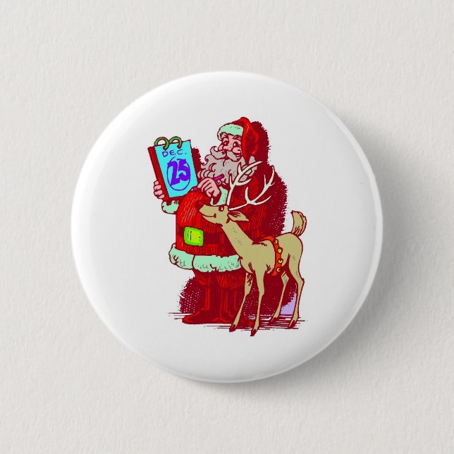 Santa Reindeer Button (Front)