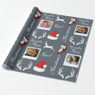 Santa & Reindeer Christmas Family Photos Wrapping Paper