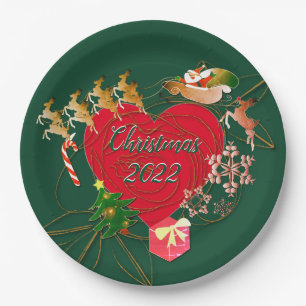 Santa Reindeer Christmas Paper Plates