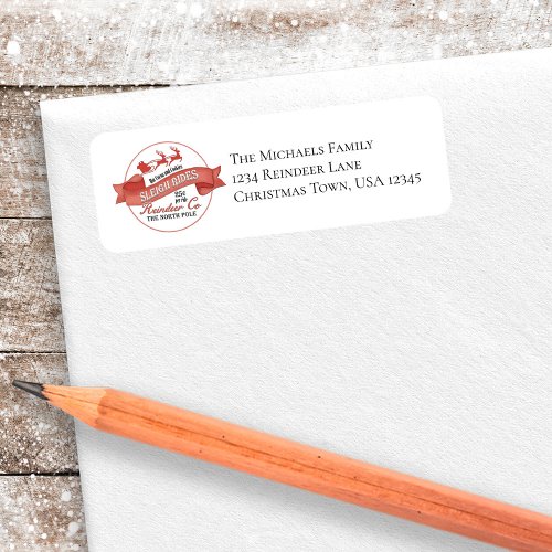 Santa Reindeer Christmas Return Address Label