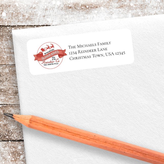 Santa Reindeer Christmas Return Address Label (Santa Claus return address label. )