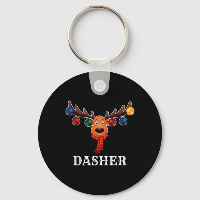 Santa Reindeer Dasher Xmas Group Costume  Keychain (Front)