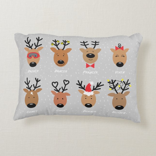 Santa Reindeer Decorative Pillow (Back)