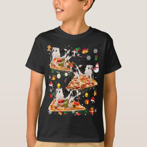 Santa Reindeer Elf Cow Riding Pizza Xmas Galaxy Fa T_Shirt