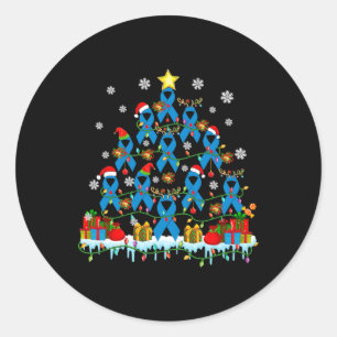 Santa Reindeer Elf Diabetes Awareness Ribbons Chri Classic Round Sticker